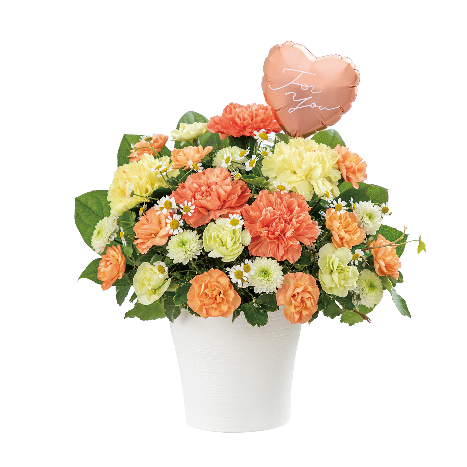 花キューピットで届ける ハートバルーンアレンジメント 商品№521371