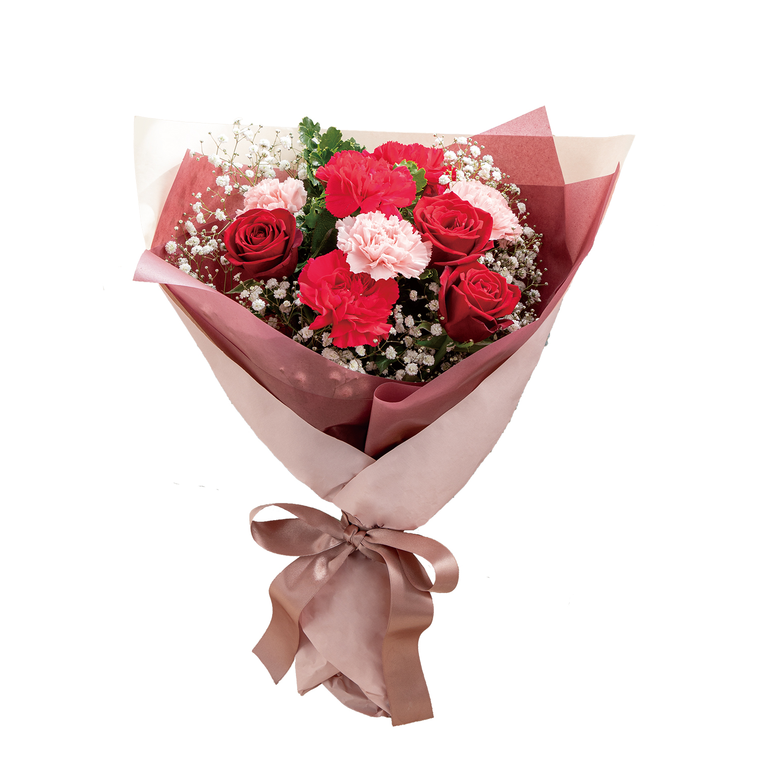 花キューピットで届けるバラとカーネーションの花束 商品№521374