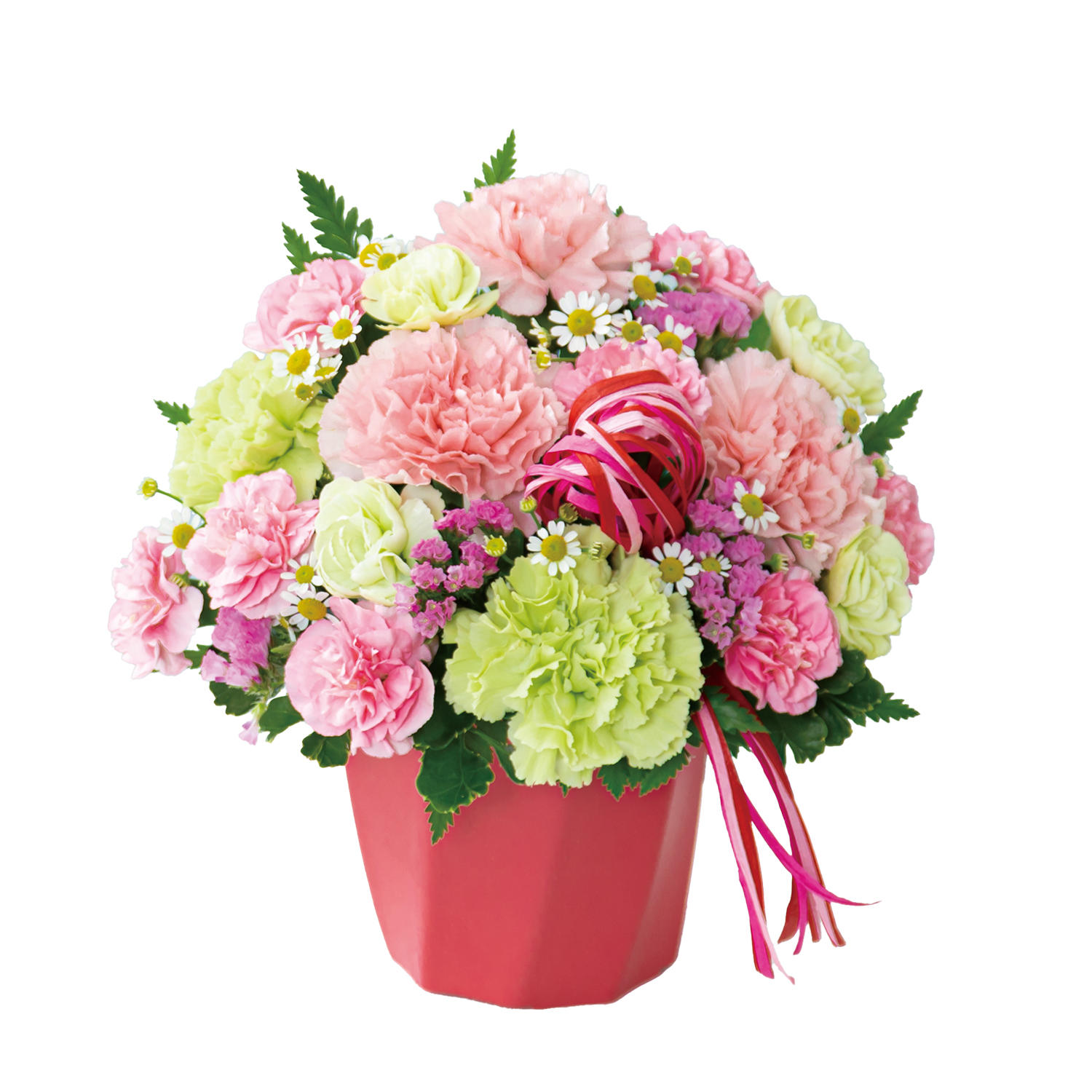 花キューピットで届ける カーネーションのハミングアレンジメント（ピンク） 商品№521367